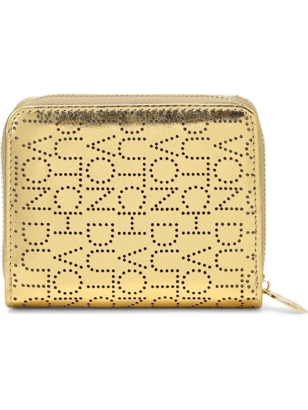 Vegan Zip-Up Wallet with ID Window, Dotted Monogram Design, Stylish & Functional